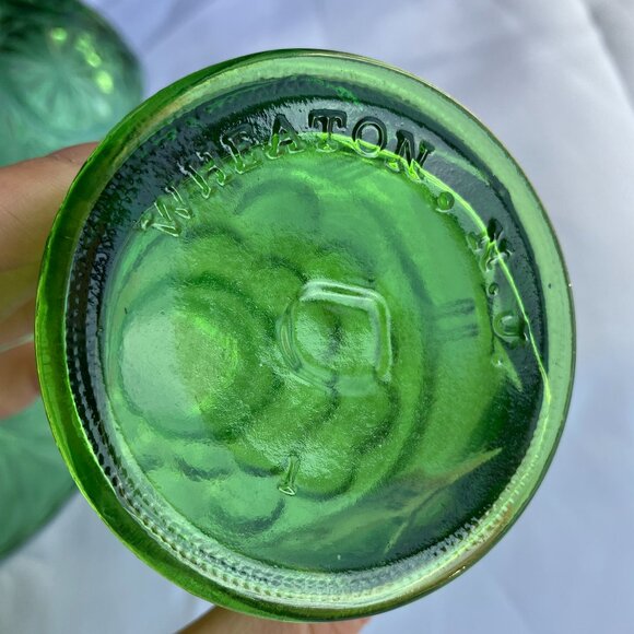 Emerald Green Glass Bowls and Wheaton N.J. Mini Jar - Picture 5 of 5